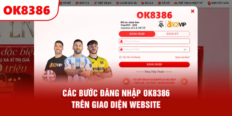 Các bước đăng nhập OK8386 trên giao diện website